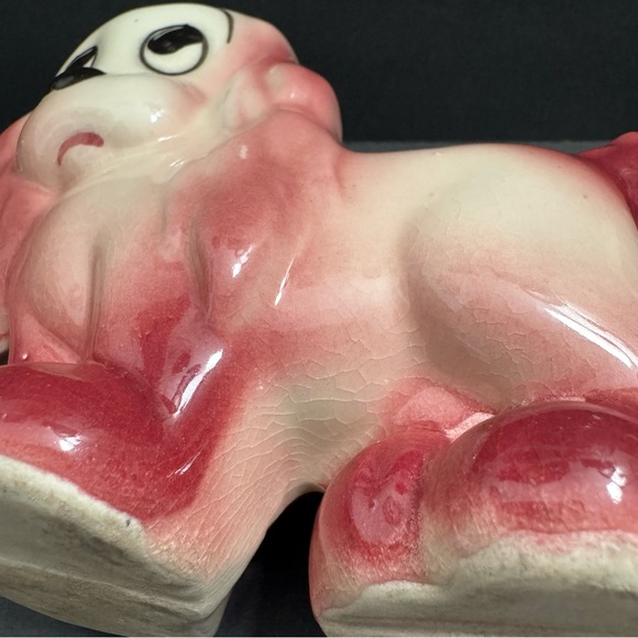 Vintage Cocker Puppy Big & Sad Eye Dog Ceramic Planter, Ivory And Pink, 5” Tall - Picture 7 of 8